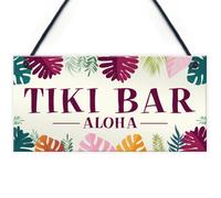 Red Ocean Tiki Bar Aloha Hanging Garden Sign Home Bar Plaque Gift Friendship Gift