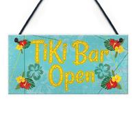 Red Ocean Tiki Bar Open Hanging Bar Pub Plaque Cocktails Beach Decoration Sign Friendship Gift