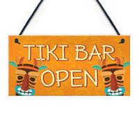 Red Ocean Tiki Bar Open Sign Novelty Decor Hanging Sign For Home Garden Cocktail Bar