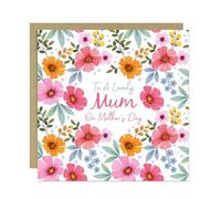RED OCEAN To A Lovely Mum On Mothers Day Card, Mum Card From Daughter Son, Floral Mum Card With Envelope Included, Card For Mum, Card For Her, Mothers Day Card