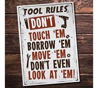 RED OCEAN Tool Rules Hanging Plaque Vintage Pub Bar Garage Man Cave Workshop Dad Grandad Birthday Gift