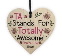 Red Ocean Totally Awesome Teaching Assistant Gift Wooden Heart Leaving School Presents