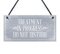 Red Ocean TREATMENT IN PROGRESS Do Not Disturb Hanging Wall Door Salon Sign Plaque Gift