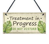 RED OCEAN TREATMENT IN PROGRESS Do Not Disturb Shabby Chic Hanging Door Sign Salon Spa Plaque