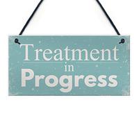 Red Ocean Treatment In Progress Hanging Plaque Door Functional Sign For Home Beauty Salon Gift