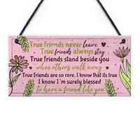 Red Ocean True Friend Friendship Quote Best Friend Hanging Chic Plaque Birthday Christmas Keepsake Thank You Gift