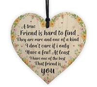 RED OCEAN True Friend Friendship Sign Best Friend Birthday Christmas Wood Heart Thank You