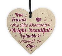 RED OCEAN True Friends Friendship Gift Handmade Wooden Hanging Heart Chic Sign Birthday Gift THANK YOU Keepsake