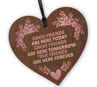 Red Ocean True Friends Wooden Heart - Handcrafted Keepsake For Special Bond Heartfelt Friendship Gift