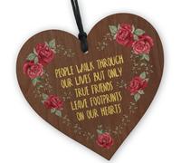 Red Ocean True Friends Wooden Heart - Handcrafted Keepsake With Heartfelt Message Beautiful Friendship Gift