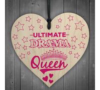 RED OCEAN Ultimate Drama Queen Novelty Wooden Hanging Heart Plaque Friendship Gift Sign q