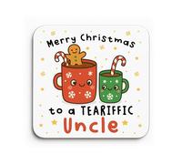 Red Ocean Uncle For Christmas Merry Christmas Uncle Coaster From Niece Nephew TEA RIFFIC Thank You For Him Keepsake