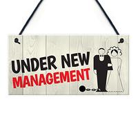 RED OCEAN Under New Management Novelty Wedding Night Decoration Hanging Plaque Sign Gift
