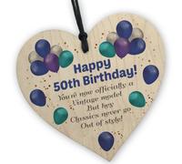 Red Ocean Unique Funny 50Th Birthday Gifts For Men Wooden Heart Funny 50Th Birthday Gift For Dad Grandad Uncle Him