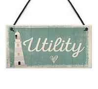 RED OCEAN Utility Room Sign Hanging Wall Plaque Seaside Nautical GIFT Shabby Chic Vintage House Sign Gifts
