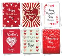 RED OCEAN Valentines Day Cards Pack Of 6 Valentines Cards For Boyfriend Girlfriend Husband Wife Friend Mum Dad Daughter Son Cute Valentines Cards For Him Her
