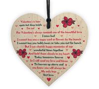 Red Ocean Valentines Day Gift Memorial Plaque For Husband Wife Wooden Heart Memorial Gift Keepsake