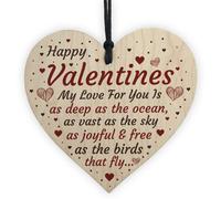 Red Ocean Valentines Gift For Him Her Boyfriend Girlfriend Husband Wife Wooden Heart Keepsake Plaque