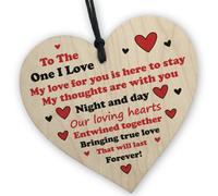 Red Ocean Valentines Gift For The One I Love Wood Heart Plaque Gift For Boyfriend Girlfriend Partner