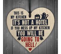 RED OCEAN Vintage This Is My Kitchen Funny Hanging Wooden Heart Retro Kitchen Sign Gifts