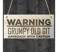 Red Ocean Warning Grumpy Old Git Approach With Caution Novelty Wood Plaque Birthday Present Gift Sign
