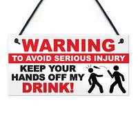 RED OCEAN Warning Hands Off My Drink Beer Man Cave Sign Alcohol Bar Pub Dad Friend Stag Gift