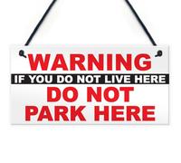 Red Ocean Warning Parking Sign Hanging