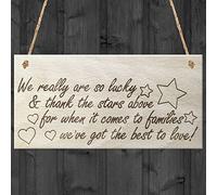 Red Ocean We Really Are So Lucky & Thank The Stars Above For When It Comes To Families We've Got The Best To Love Family Wooden Hanging Plaque