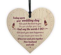 RED OCEAN Wedding Gift Mr and Mrs Marriage Present Wooden Heart Plaque Bridal Gift For Bride and Groom