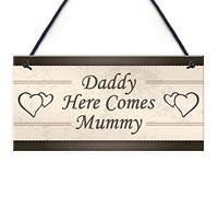Red Ocean Wedding Reception Decoration Plaque Daddy Here Comes Mummy Chic Sign Mum Dad Child Present
