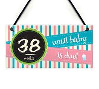 Red Ocean Weeks Baby Due Pregnancy Countdown Chalkboard Hanging Plaque Birth Gift Sign