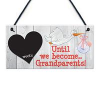 RED OCEAN Weeks Until We Become Grandparents Chalkboard Hanging Plaque Sign Mum Dad Gift