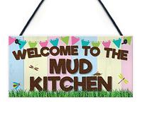 Red Ocean Welcome Mud Kitchen Home School Garden Outdoor Hanging Plaque Plot Gift Sign