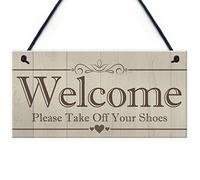Red Ocean Welcome Please Take Off Your Shoes Hanging Plaque Sign House Porch Decor Gift