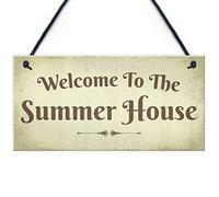 RED OCEAN Welcome Summer House Plaque Hanging Shed Garden Sign Outdoor Chic Decor Friendship Gift