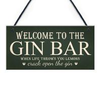 Red Ocean Welcome To Gin Bar Man Cave Kitchen Pub Bar Wall Door Garden Shed Plaque Gift
