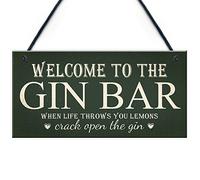 RED OCEAN Welcome To Gin Bar Man Cave Kitchen Pub Bar Wall Door Garden Shed Plaque Gift