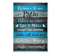 Red Ocean Welcome To Our Patio Sign - Garden Sign Decorations - Summer House Man Cave Plaque - Garage Accessories - Home Bar Signs - Gift For Him - Garden Shed Sign For Outside
