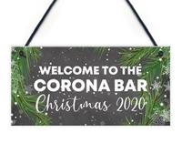 Red Ocean Welcome To The Corona Bar Sign Home Christmas Decor Home Bar Sign Lockdown Gift