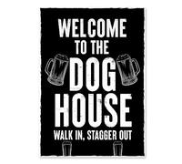 Red Ocean Welcome To The DOG HOUSE Funny Bar Sign Hanging Wall Bar Pub Man Cave Sign Gift For Men Alcohol Beer Gift