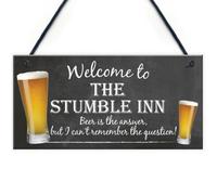 Red Ocean Welcome To The Stumble Inn Novelty Hanging Plaque Pub Bar Gift Funny Landlord Sign