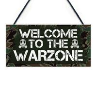 Red Ocean Welcome To The Warzone Gaming Sign Gamer Gift Bedroom Door Sign For Son