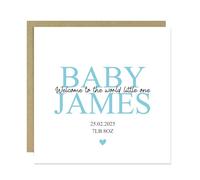 RED OCEAN Welcome To The World Baby Boy Card Personalised Newborn Baby Boy Card With Birth Details Congratulations New Parents Cards Son Grandson
