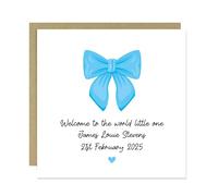 RED OCEAN Welcome To The World Little One Baby Boy Card Personalised Ribbon Design Newborn Baby Boy Congratulations Card New Parents Cards Son Grandson
