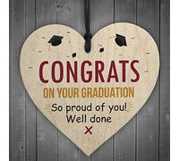 RED OCEAN Well Done Graduation Wooden Heart Keepsake Friendship Gift For Her For Him Congratulations Party Decoration