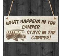 Red Ocean "What Happens In The Camper Stays In The Camper! Novelty Plaque, Wood, Brown