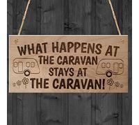 Red Ocean What Happens In The Caravan Stays In The... Funny Plaque Wooden Hanging Sign Camping