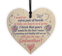 RED OCEAN Will You Be My Godmother Wooden Heart Plaque Goddaughter Godson Christening Asking Gifts For Her