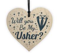 Red Ocean Will You Be My Usher Invite Wooden Heart Wedding Invitation Usher Asking Gift For Brother Son Best Friend
