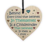 Red Ocean Wood Hanging Heart Thank You Gift For Childminder Teacher Friendship Gift Keepsake